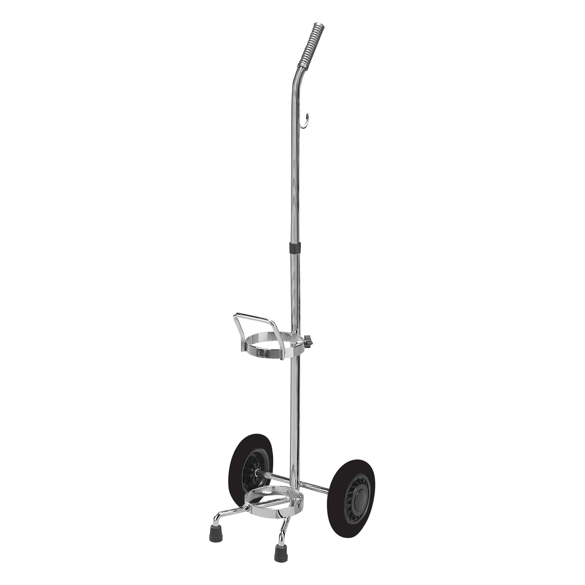 Drive Medical Adjustable Oxygen Cart with two large wheels, a handle, and a holder designed for transporting oxygen tanks.