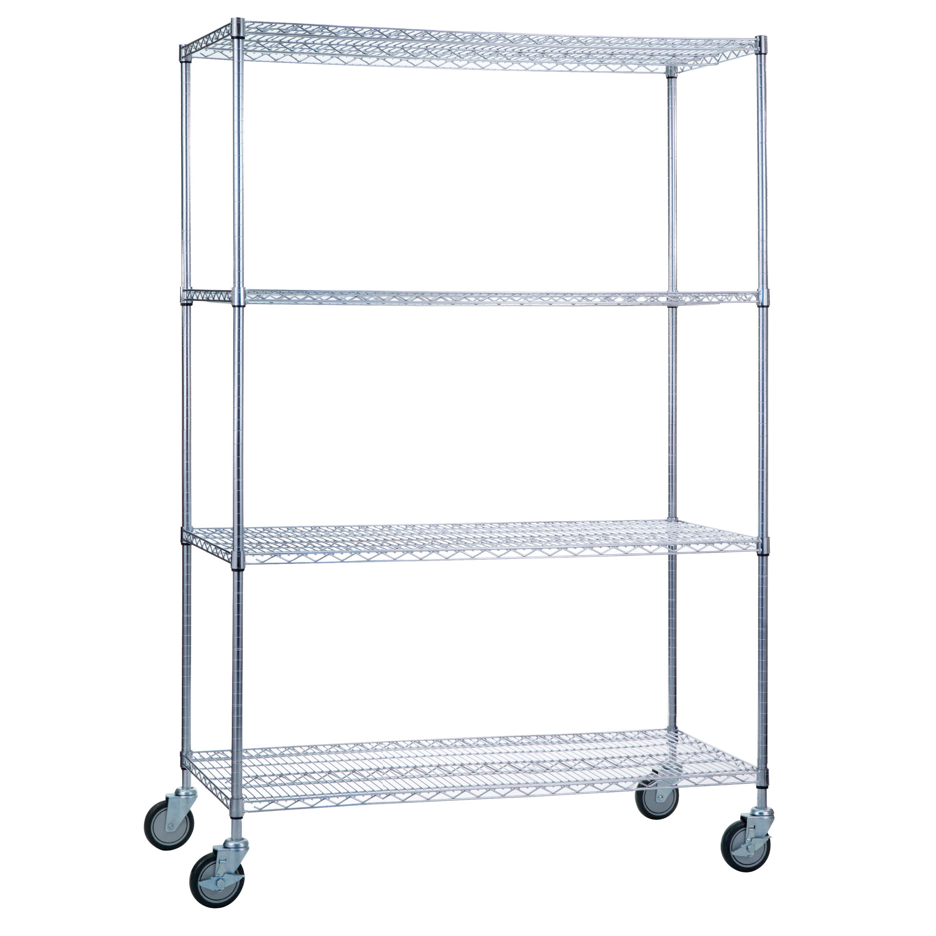 AliMed 4-Shelf Chrome Wire Linen Cart with four mesh shelves and swivel caster wheels for easy mobility.
