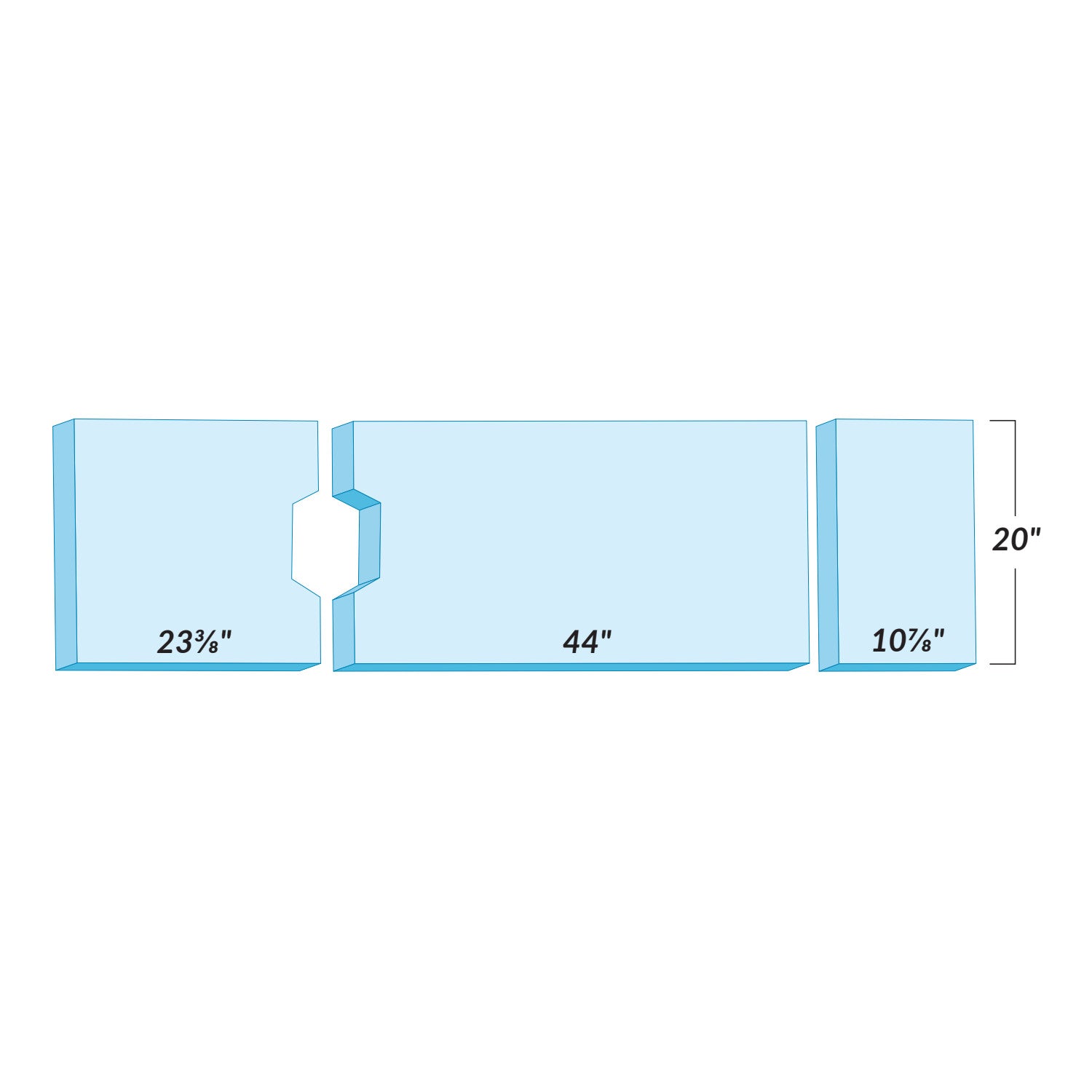 Diagram of AliMed Gel Support Surface for AMSCO Surgical Tables, showing dimensions: 23", 44", and 10" with a height of 20".