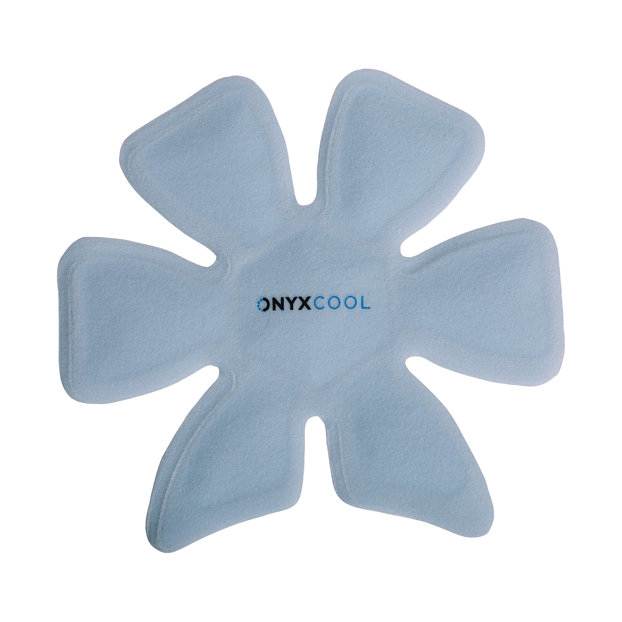 Light blue, flower-shaped Xena Therapies Onyx Cool Cap with brand logo in the center.