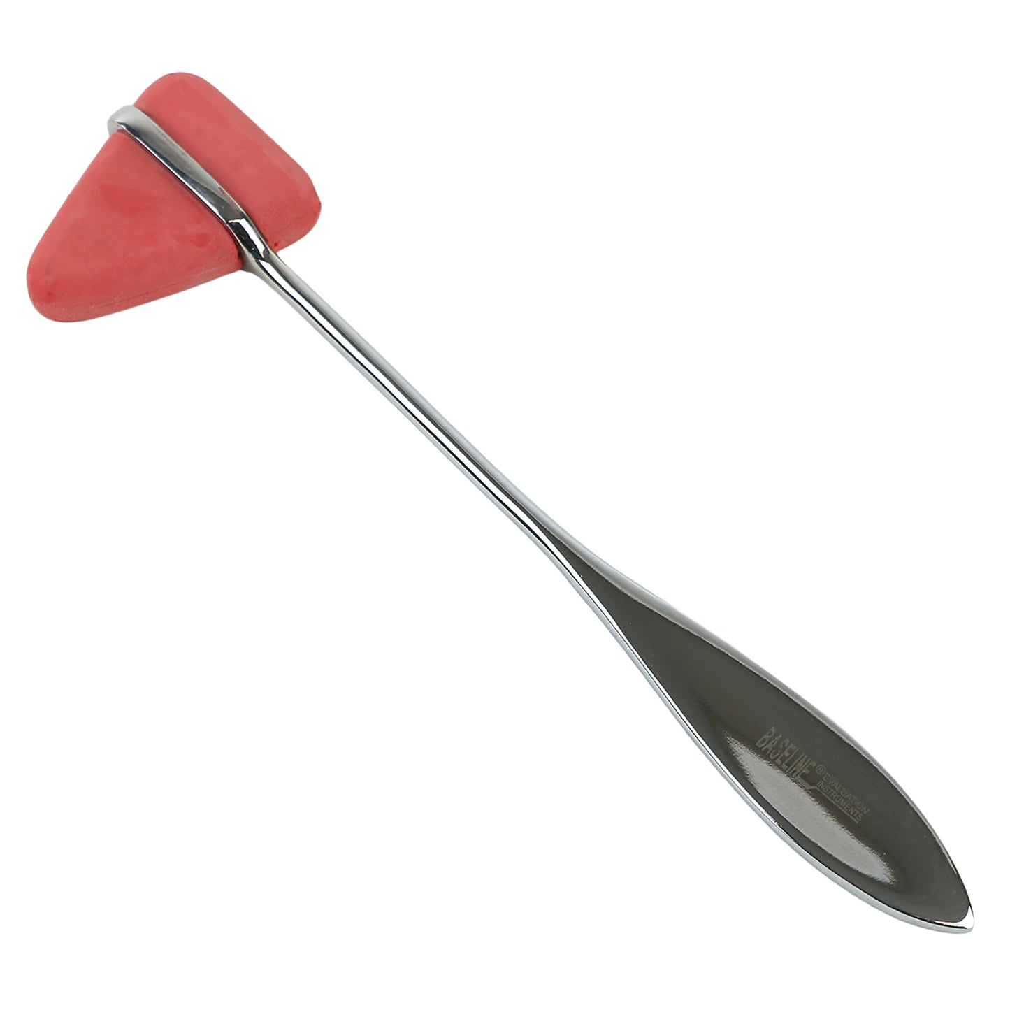 Baseline Taylor Hammer with a triangular red rubber head and a metal handle, typically used for reflex testing in medical examinations.