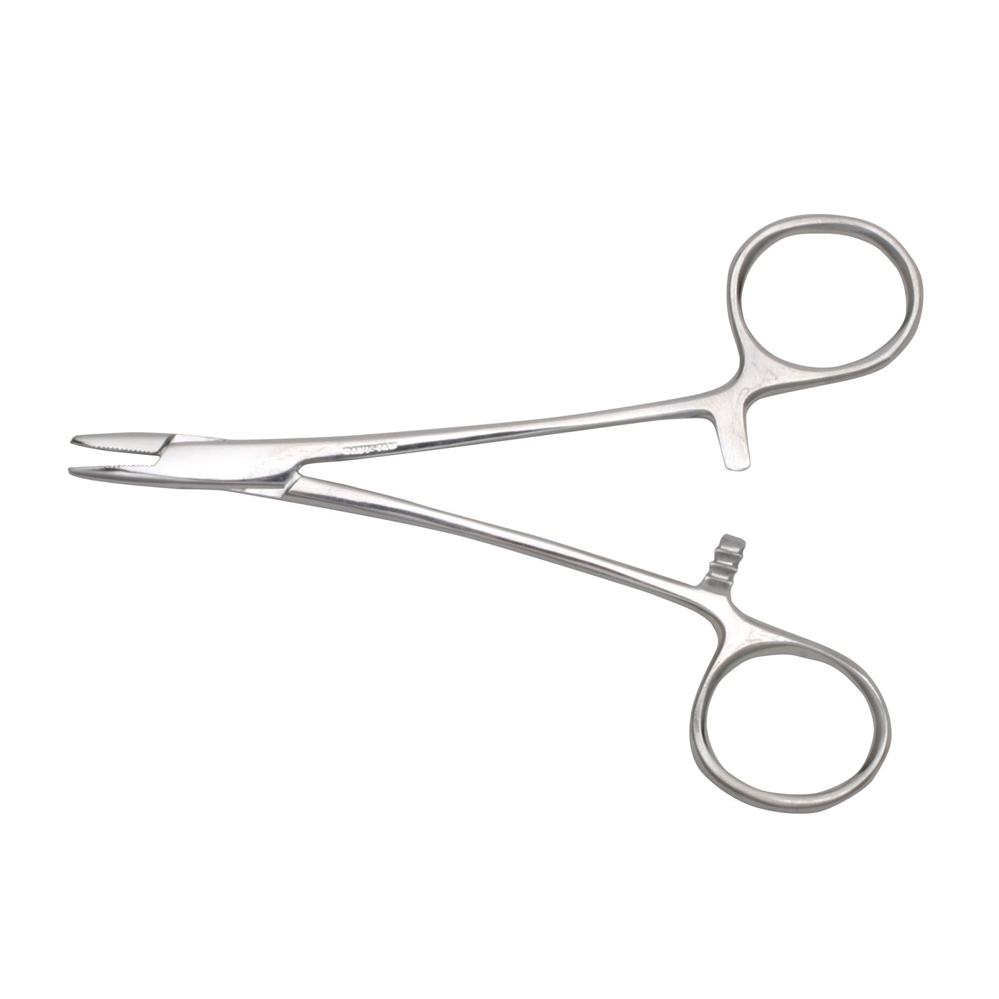 Derf Needle Holder with a scissor-like design featuring two looped handles and a slender, flat-tipped gripping area.