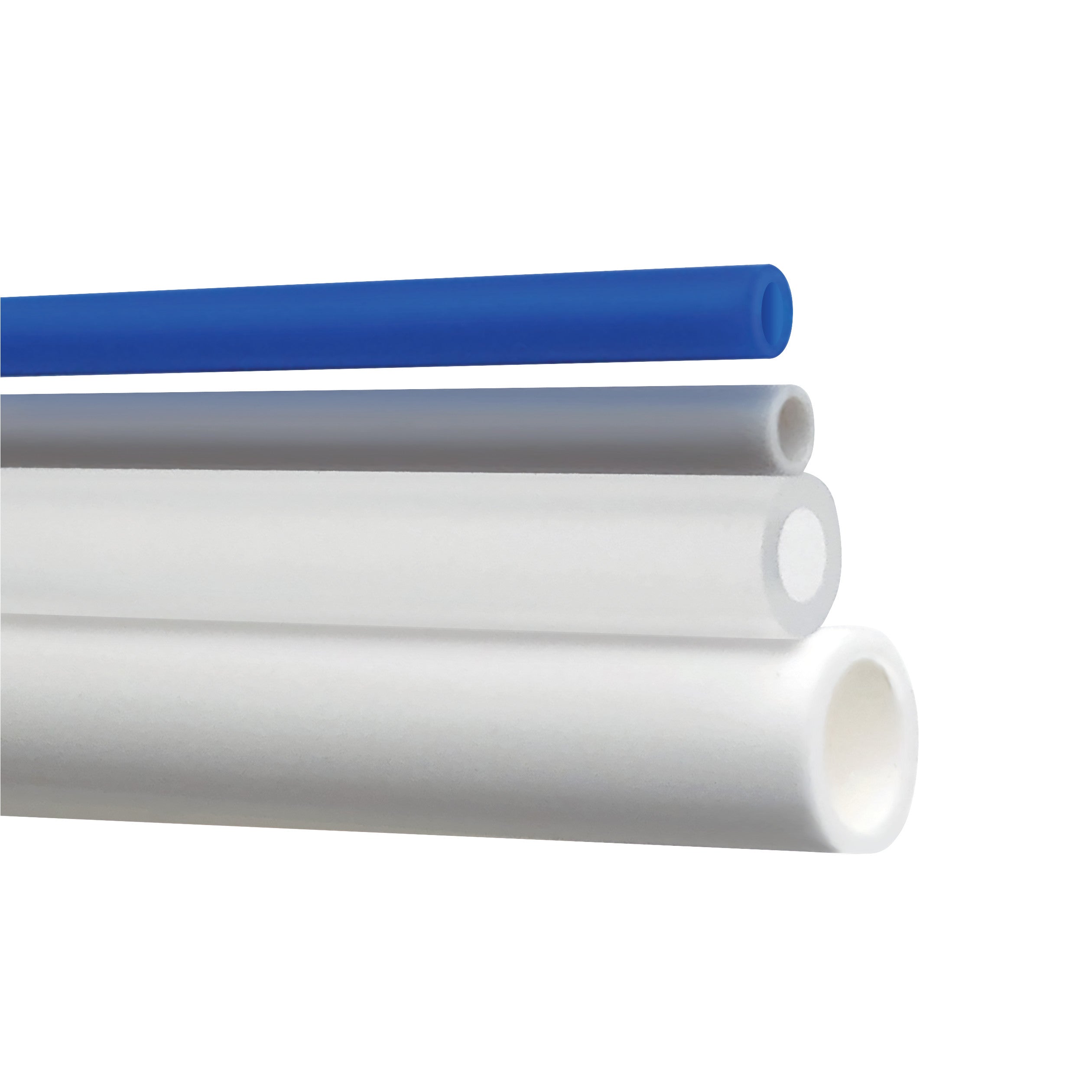 A set of TheraSIP TheraSTRAWs in blue and white, designed for therapeutic or assistive drinking use, displayed in a row.