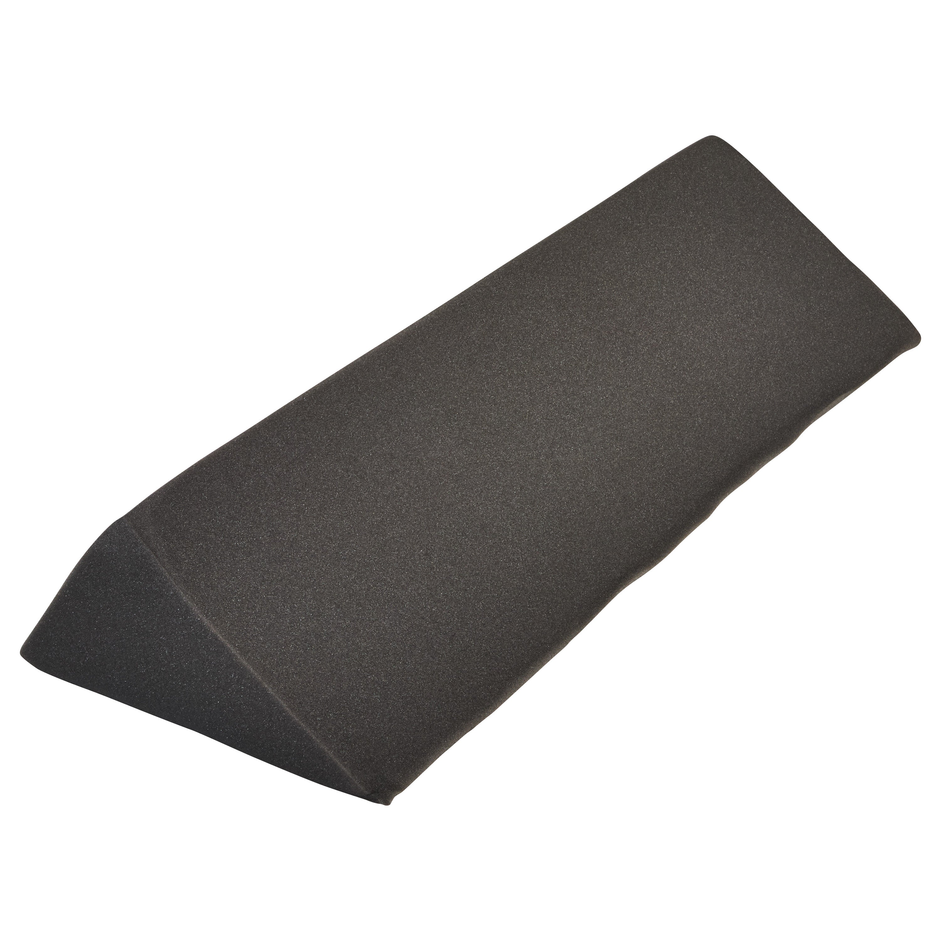 The AliMed Uncovered Polyfoam 35 Degree Wedge Positioner is a dark, triangular foam pillow used for support and positioning.