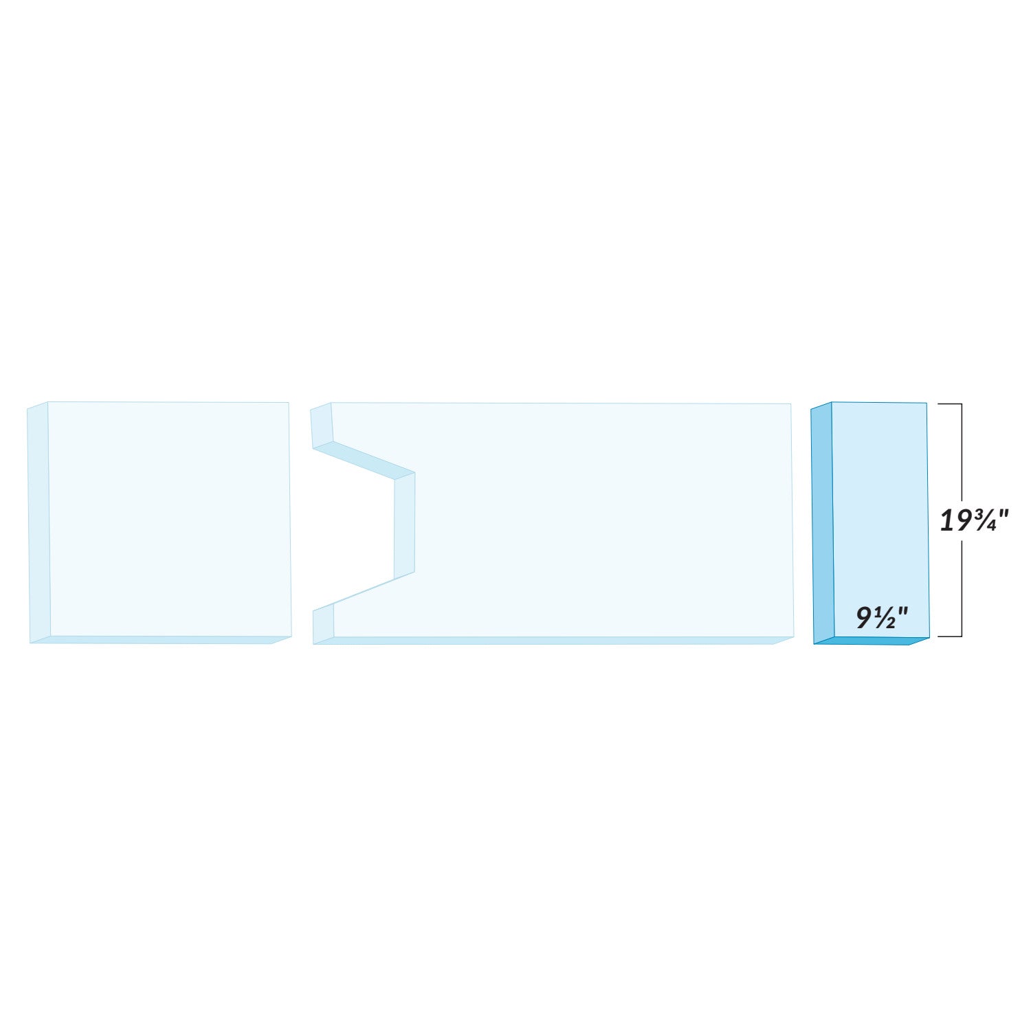 Diagram of the Action Gel Anti-Shear Foot Pad for Skytron Tables, showing dimensions: 9 1/2" width by 19 1/2" height.