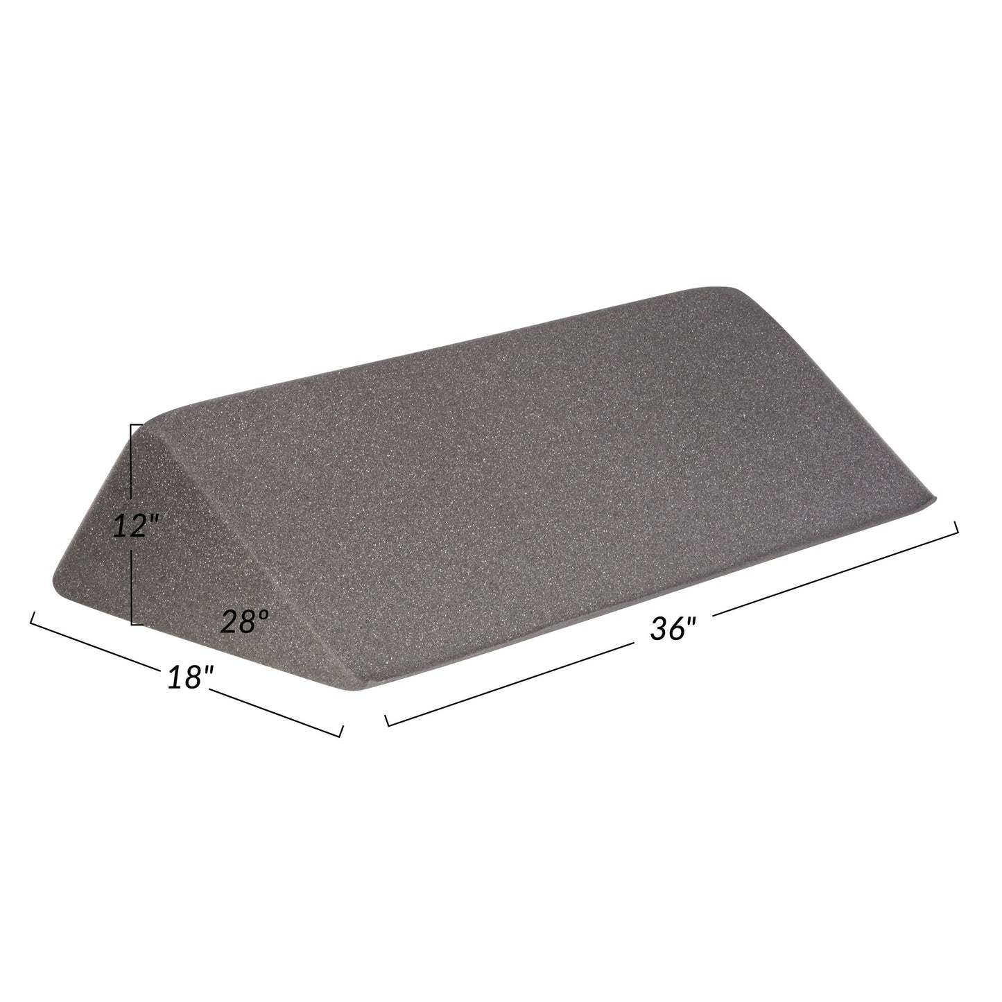 AliMed Uncovered Polyfoam 28 Degree Large Wedge Positioner, gray color, with dimensions 36" x 18" x 12" and a 28 1/2 incline.