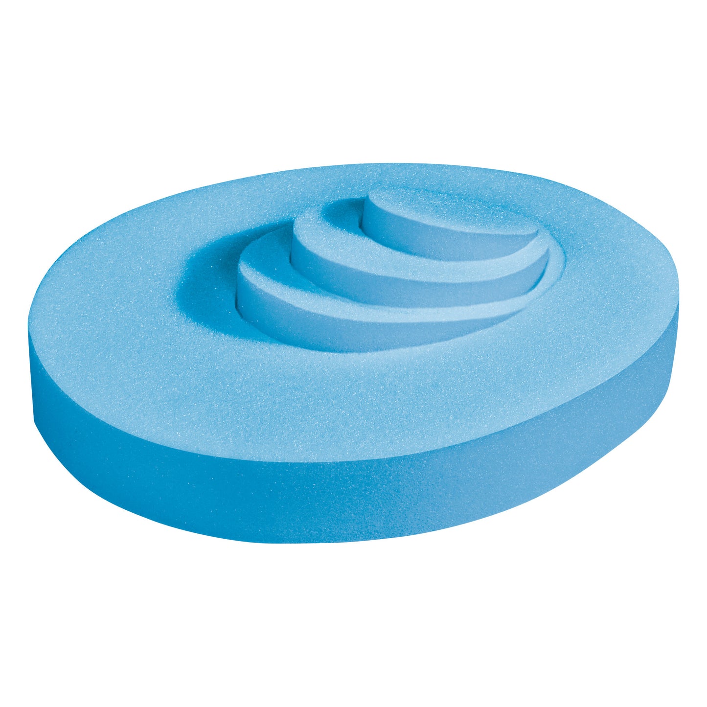 Blue foam donut with concentric rings, called AliMed Adjustable Head Donut Positioner, designed for head support and positioning.
