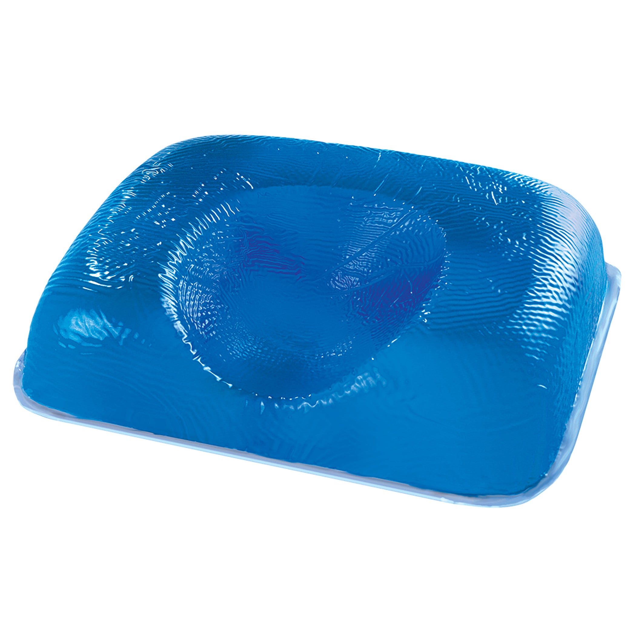 AliMed AliBlue Gel Ophthalmic Headrest, a blue gel cushion with a contoured surface designed for ophthalmic procedures.