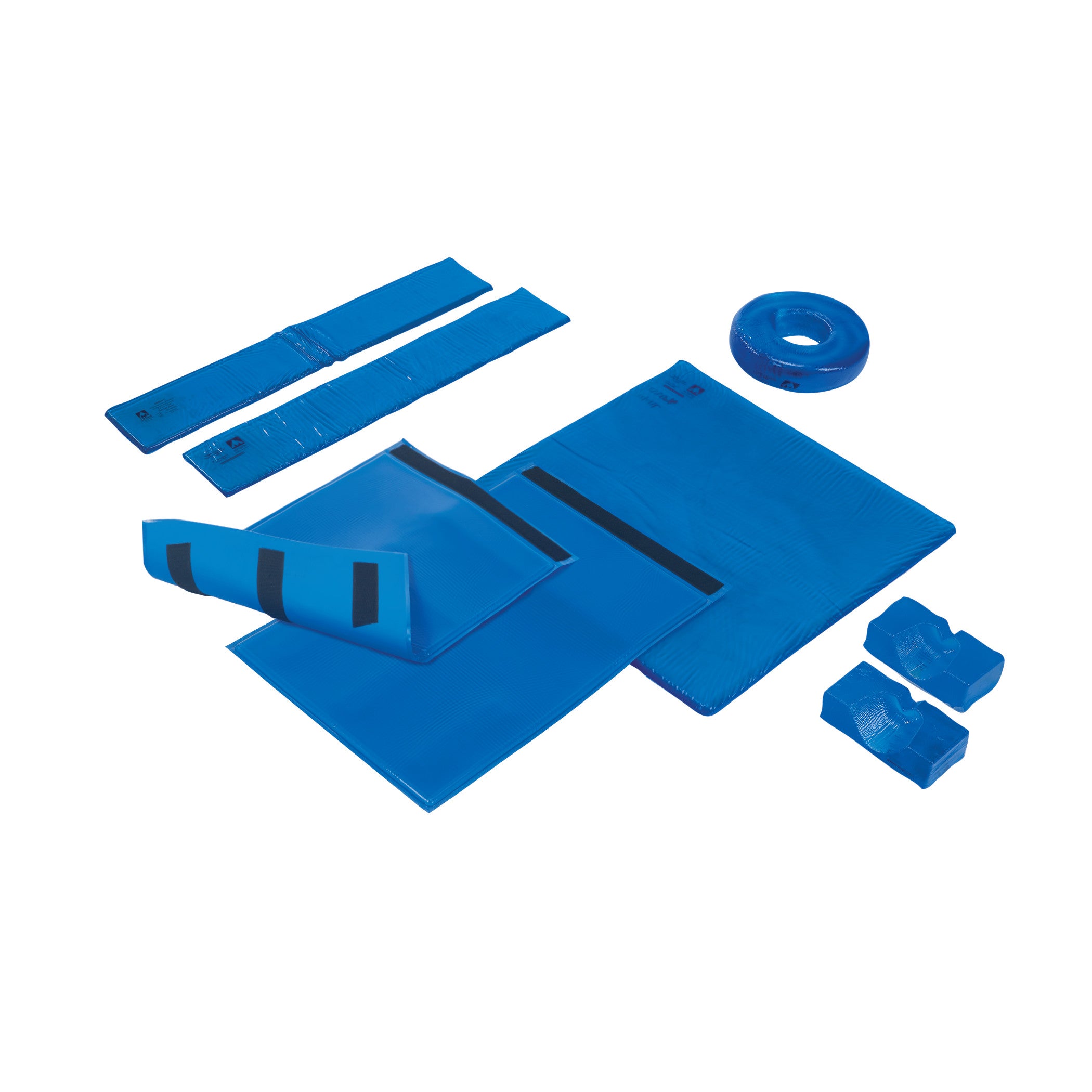 AliMed AliBlue Gel Basic Positioning Set includes various blue gel pads and rolls for surgical support and positioning.