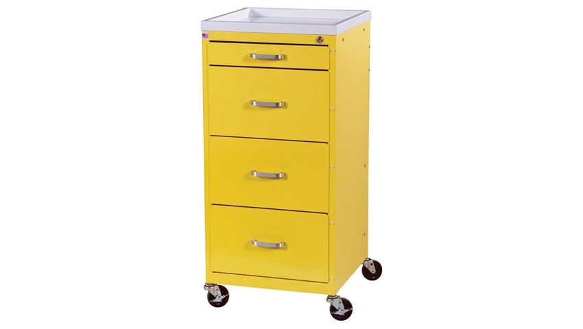 AliMed® Quick-Ship Mini Series 4-Drawer Isolation Cart