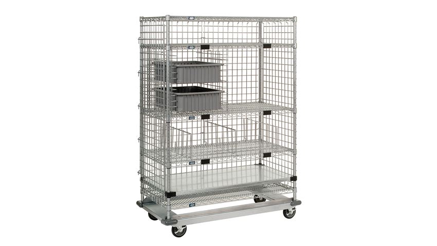 Nexel® Wire Shelf Exchange Cart with 5 Open Shelves