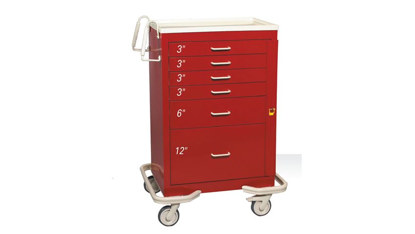AliMed® Standard Series 6-Drawer Emergency Cart, Red Only