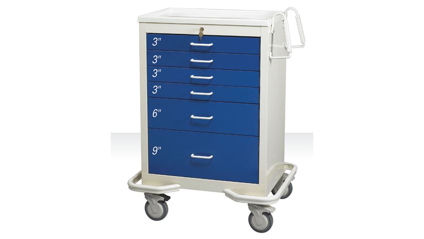 AliMed® Standard Series 6-Drawer Anesthesia Cart, Key Lock, 27