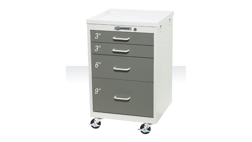 AliMed® Mini Series 4-Drawer Cart, Key Lock