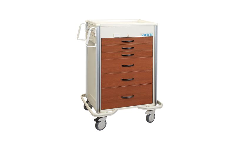 AliMed® Select Series 6-Drawer Wood-Look Cart, Electronic Lock