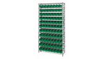 Quantum® Chrome Wire 12-Shelf Bin System, 88 Bins