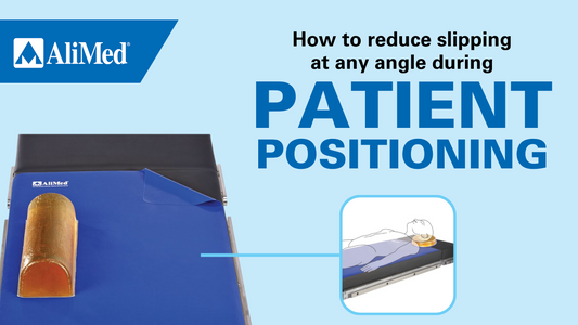 nonslip overlay being used on a surgical table to hold positioners in place