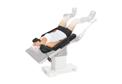 patient in securefit trenelenburg positioning system
