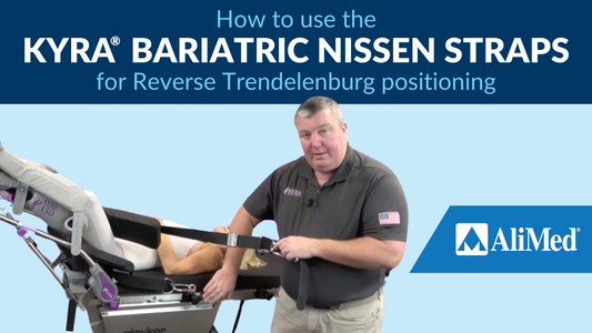 clinician describing how to use nissen straps on female patient in trendelenberg position