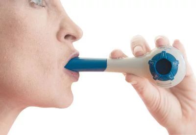 person using THE BREATHER