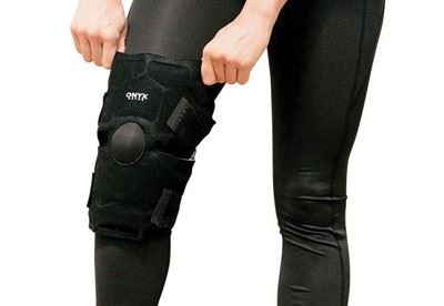 individual wearing cool knee wrap