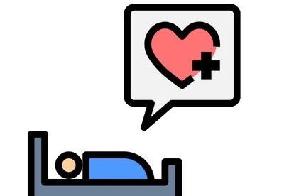 graphic of patient on bed with heart bubble