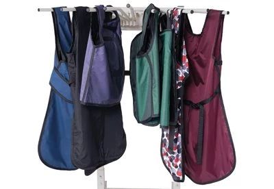 radiation protection aprons on apron rack
