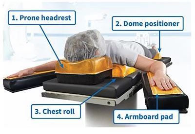 person on operating table with patient positioner products