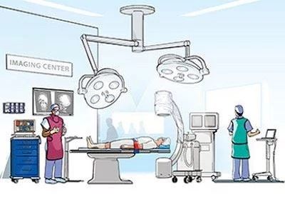 nurses in imaging center with patient on table graphic