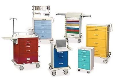 group of medical carts