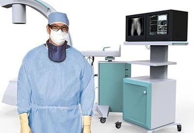 doctor wearing radiation protection accessories