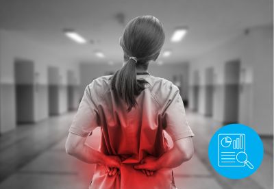 woman holding her back with highlighted pain point