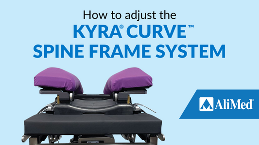 man showing adjustment of the kyra curve spine frame