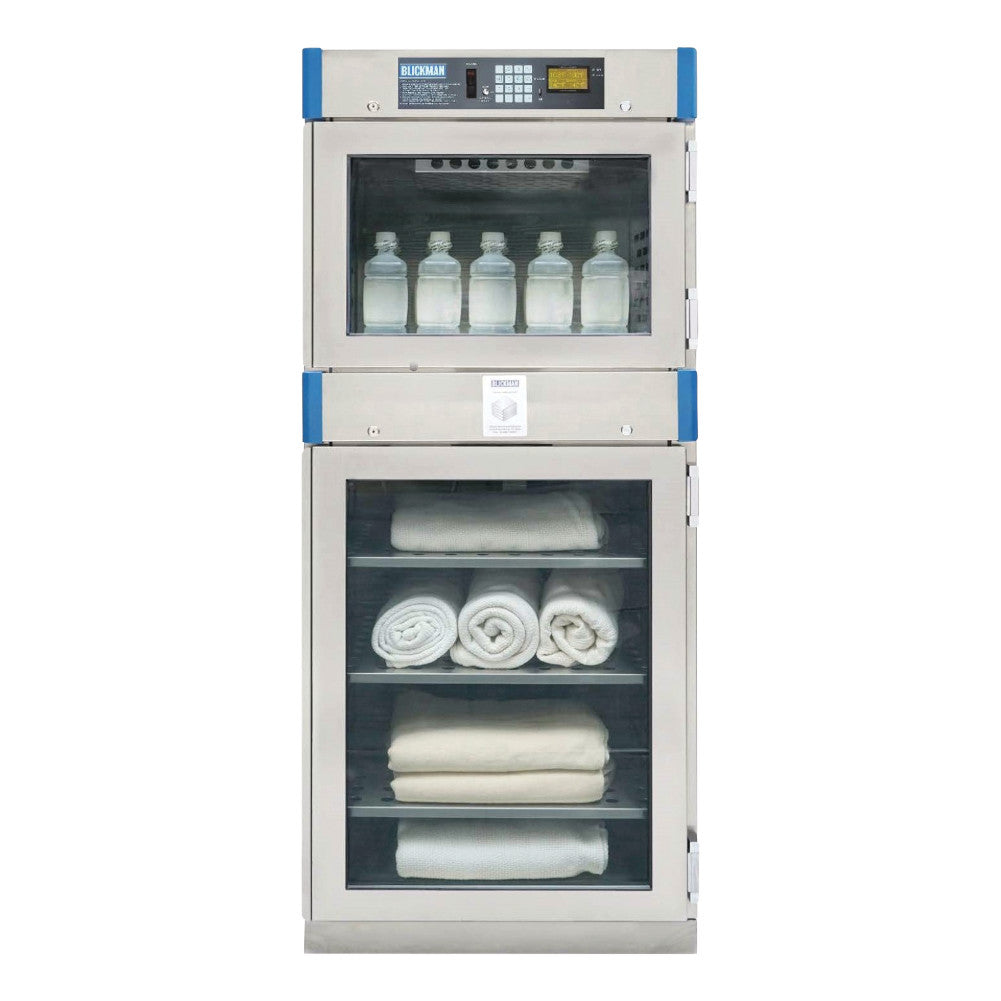 digital warming cabinet stocked with towels and equipment 