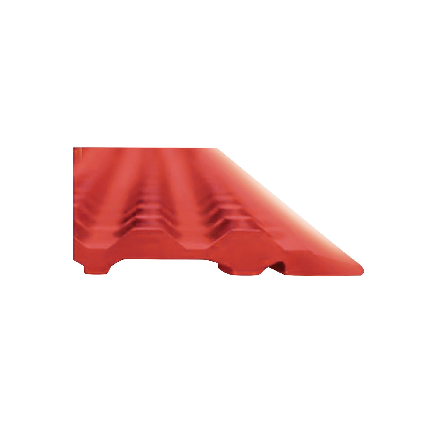 Side view of an ERGOMAT Hygiene Nitrile Floor Mat in red, showing its ribbed texture and beveled edge.
