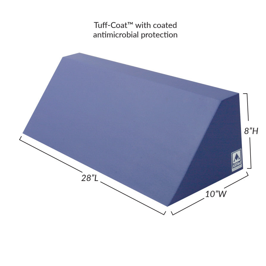The AliMed Tuff-Coat Wedge Positioner with antimicrobial protection. Dimensions: 28'L x 10'W x 8'H.