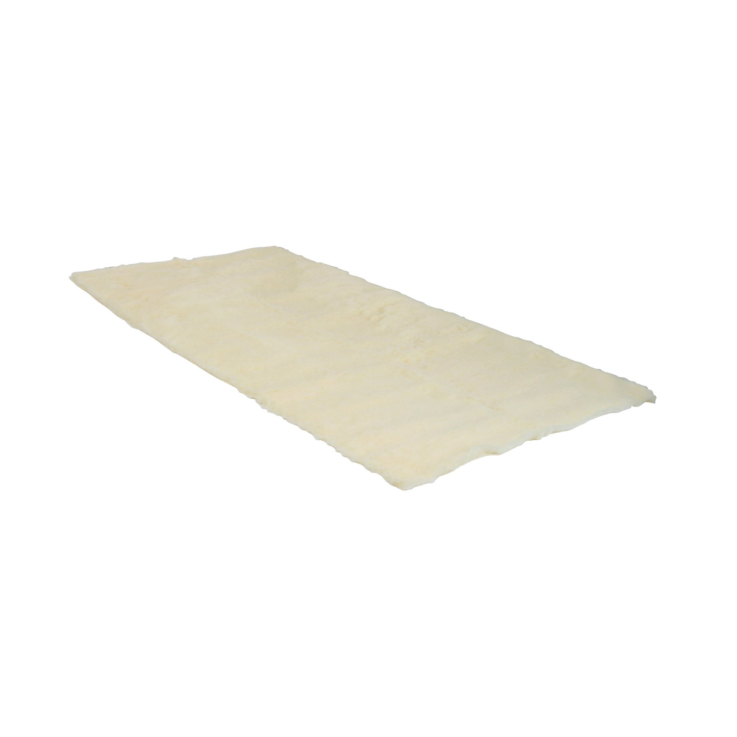 A SkiL-Care Synthetic Sheepskin Pad, rectangular, off-white, and soft-textured, shown on a white background.