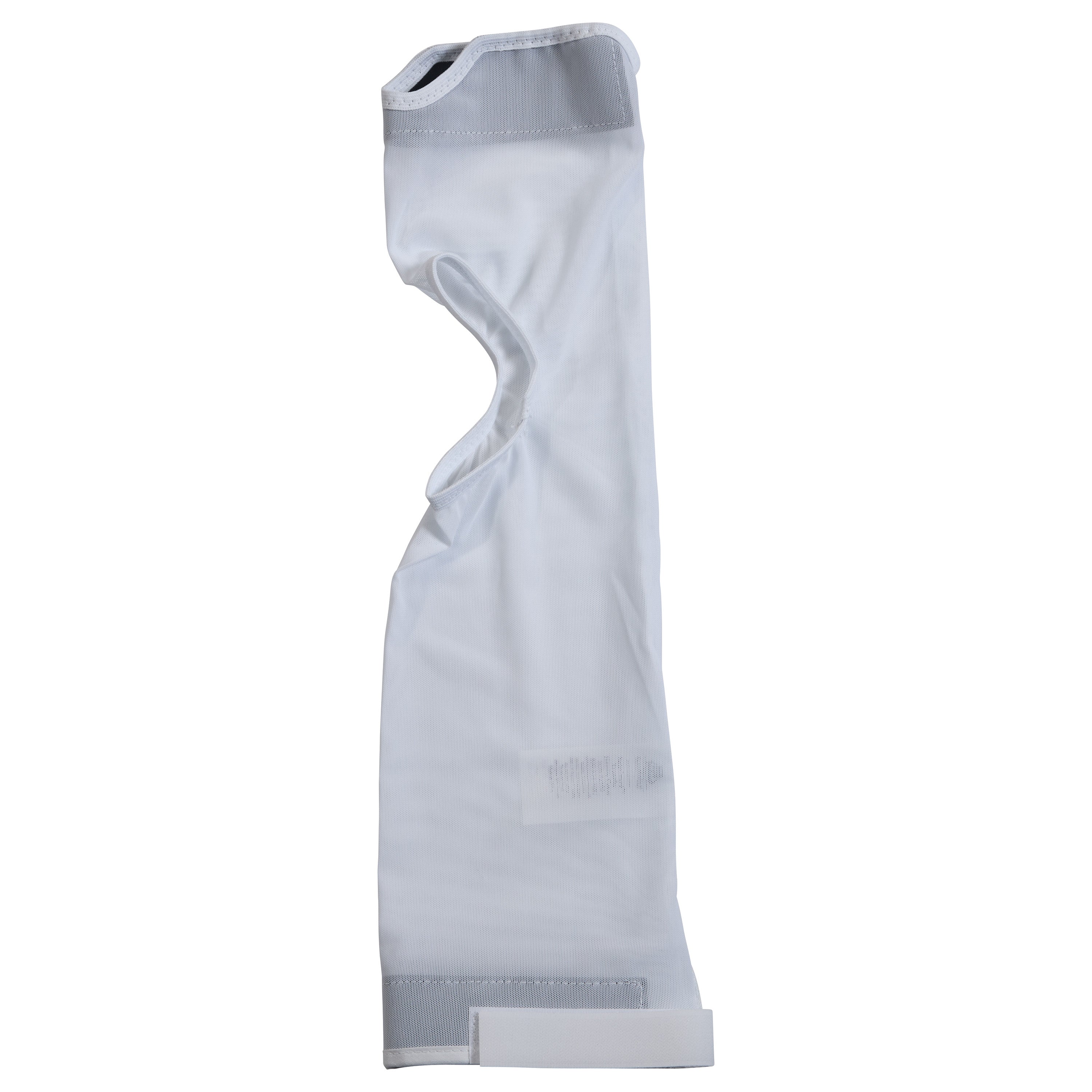 A white SafetySure Bed Rail Cover with hook and loop closures, designed to fit over a bed rail for added safety.