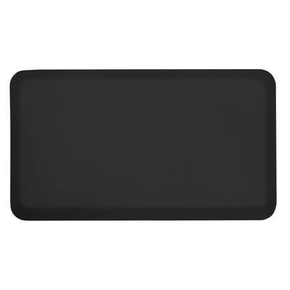 GelPro NewLife EcoPro Anti-Fatigue Mat, black, is a rectangular mat with rounded corners, designed to provide comfort and support.