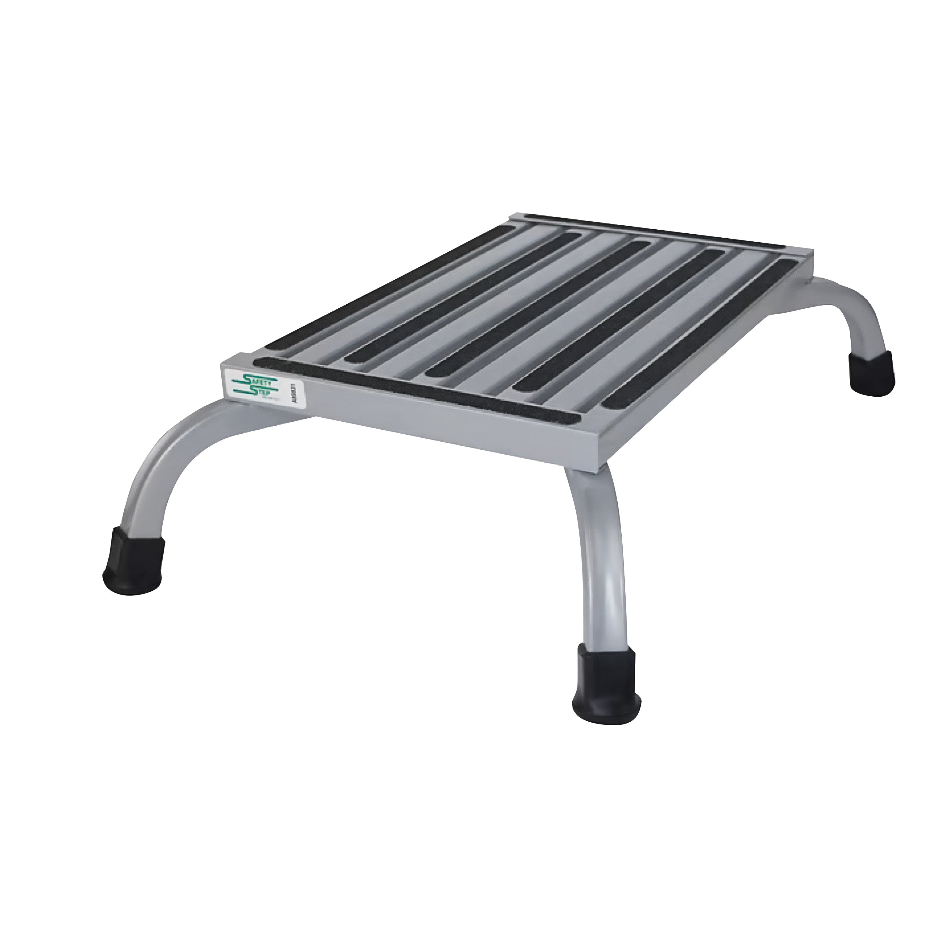 The Safety Step Bariatric Step Stool features a sturdy metal frame with non-slip strips and rubber-tipped legs.
