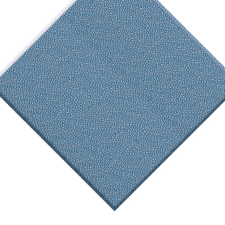 The Comfort-King Antimicrobial Anti-Fatigue Mat features a textured blue surface with a subtle, intricate repeating pattern.