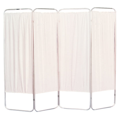 Brandt Nonmagnetic Folding Privacy Screen with four cream panels and rounded metal frames designed for medical or personal use.