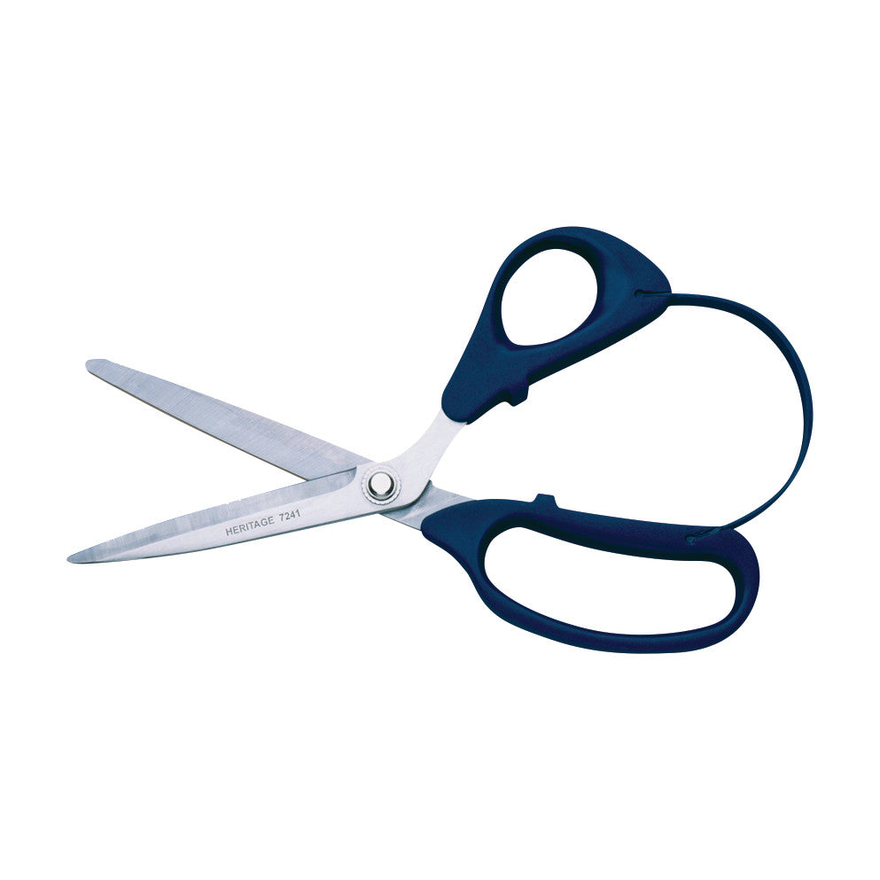 Scissorhand Scissors with blue ergonomic handles and stainless steel blades are shown open against a white background.