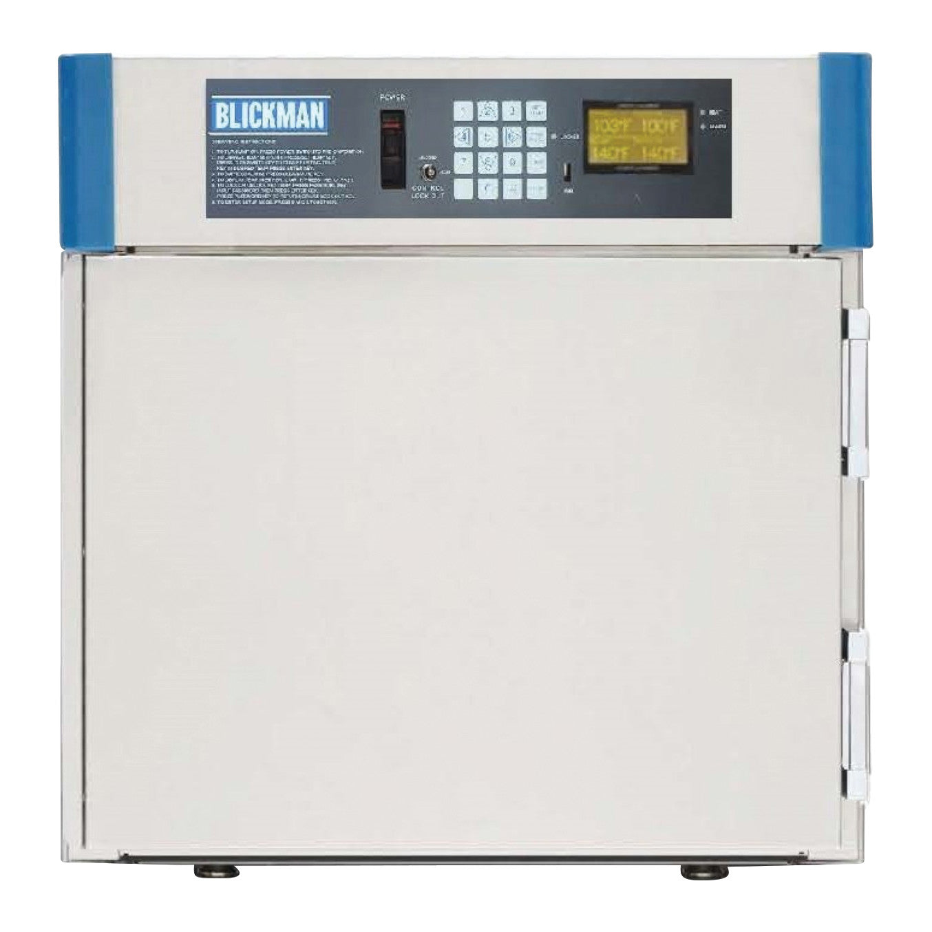 Blickman Digital Warming Cabinet for Table/Cart, featuring a control panel with buttons and a digital temperature display.