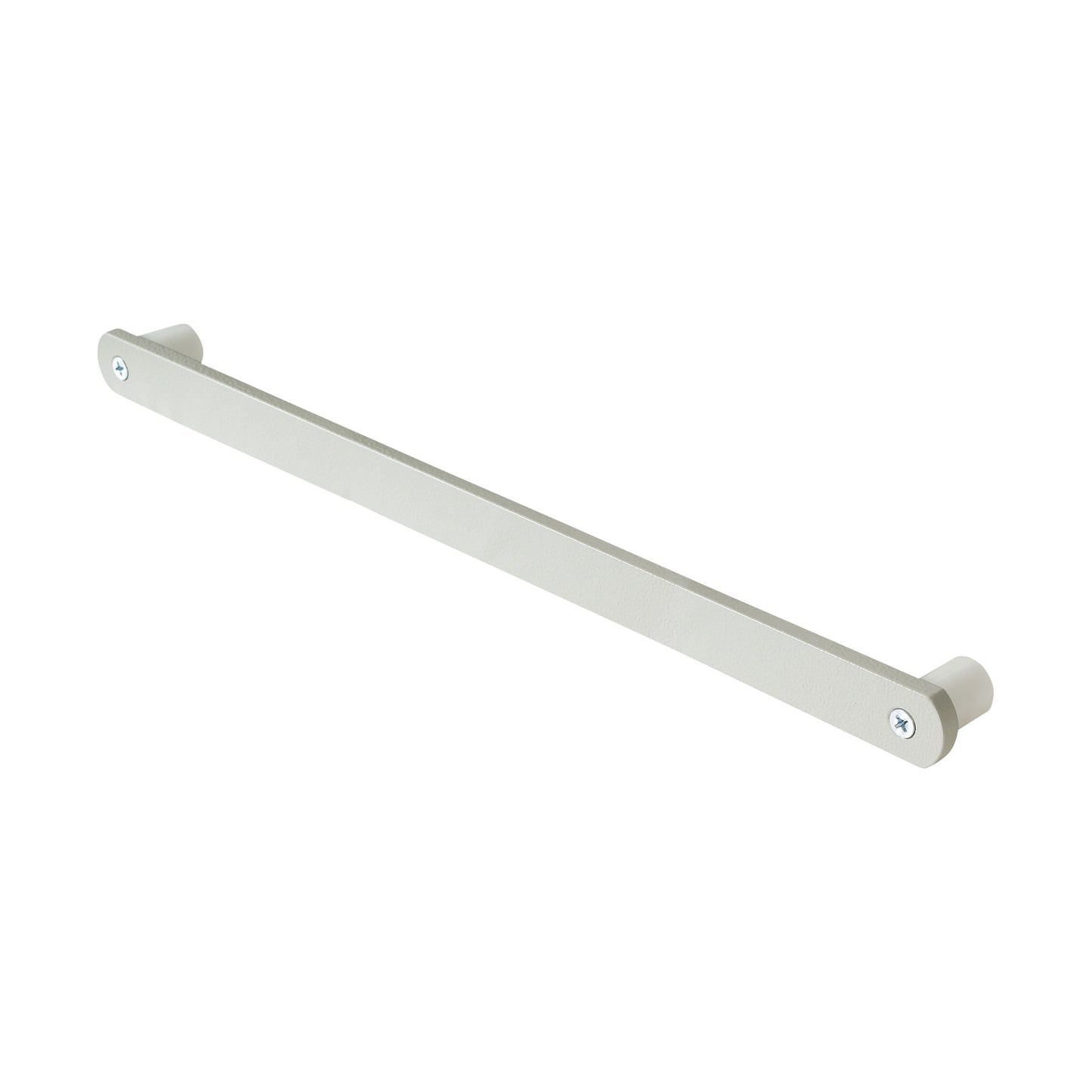 Harloff Medical Cart Accessory: Push Handle/Side Rail, featuring a silver metal bar with screws at each end for attachment.