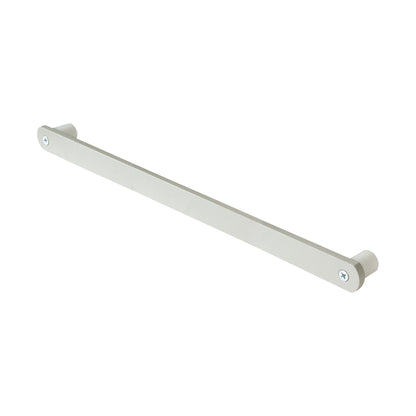 Harloff Medical Cart Accessory: Push Handle/Side Rail, featuring a silver metal bar with screws at each end for attachment.