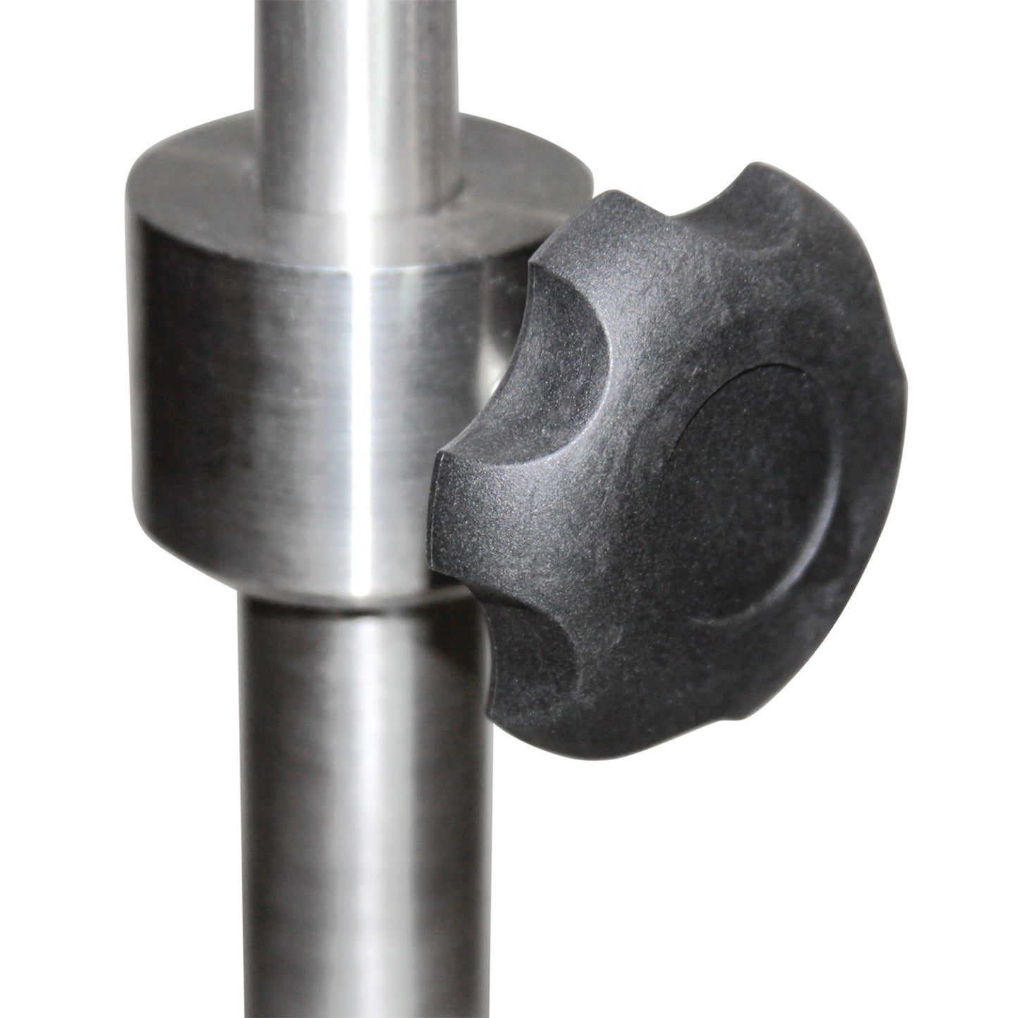 Close-up of the Blickman Five-Leg Stainless Steel IV Stand with Tru-Loc, showing the black adjustment knob on the stand.