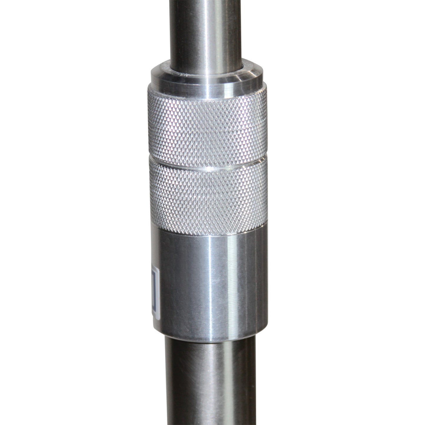 Close-up of a Blickman Five-Leg Stainless Steel IV Stand with Twist Lock, showing the knurled locking mechanism on the pole.