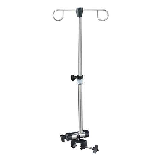 Pryor Versa-Pole IV stand with an adjustable metal pole, dual hooks, and a clamp for secure attachment.