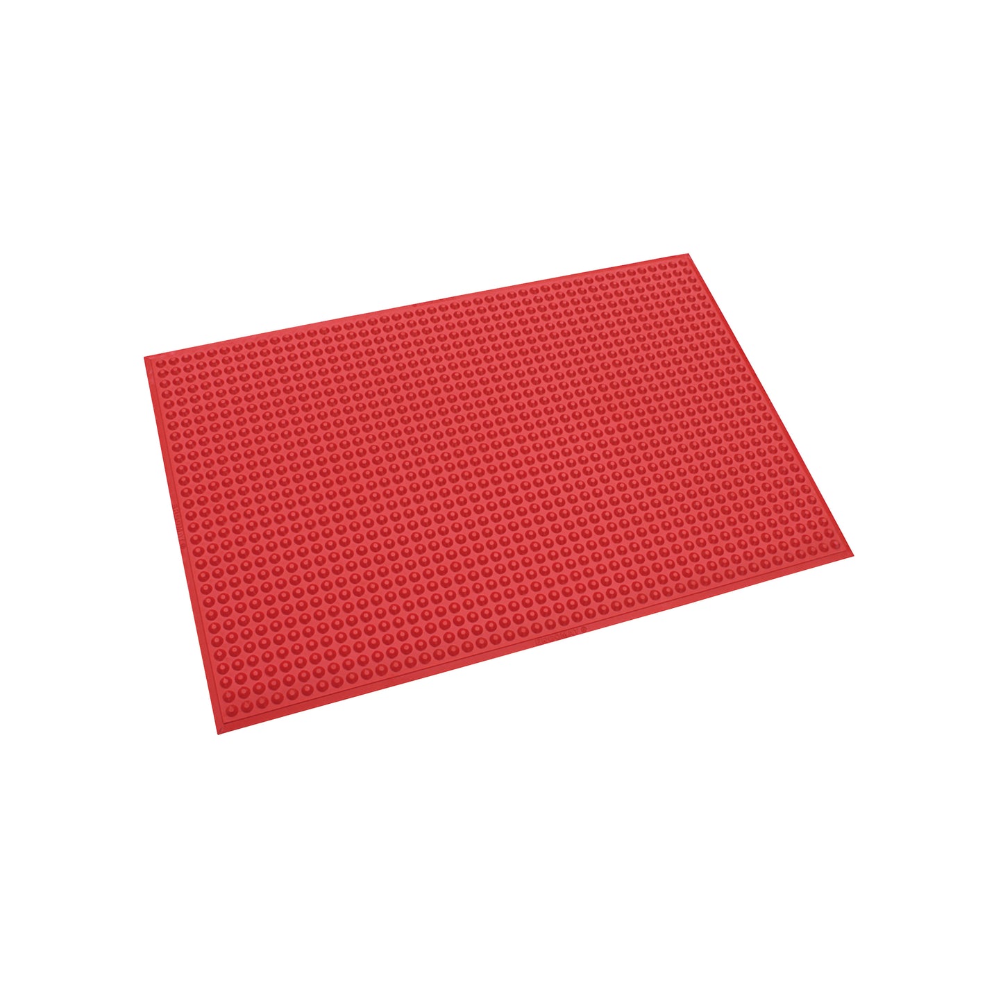 Red ERGOMAT Hygiene Nitrile Floor Mat with a textured, raised dot pattern on its surface.
